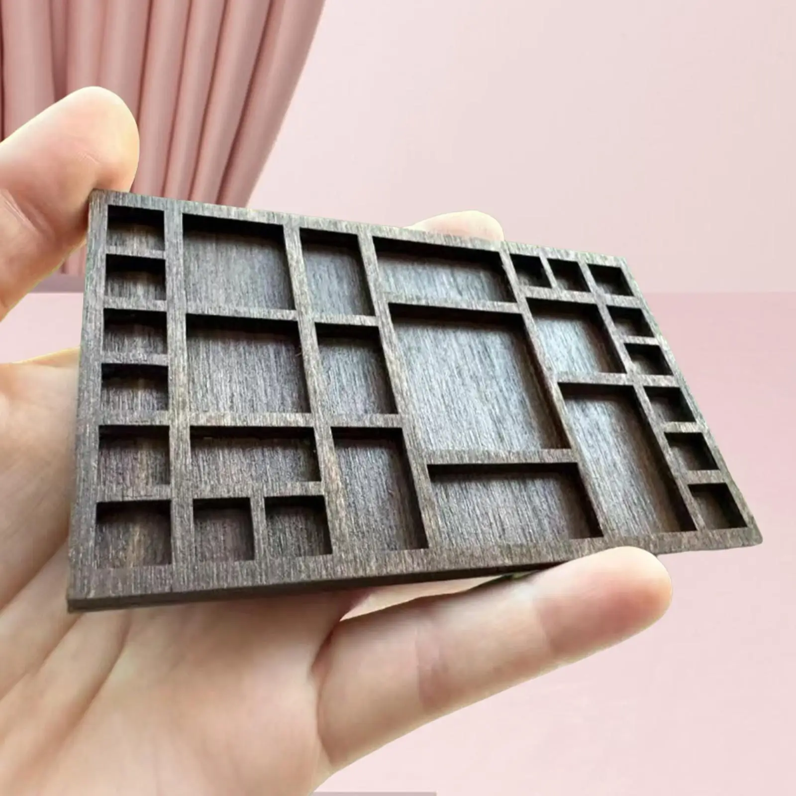 Miniature Trinket Shelf Jewelry Holder Wood Storage Display Rack Multi Sections for Home Room Accessories