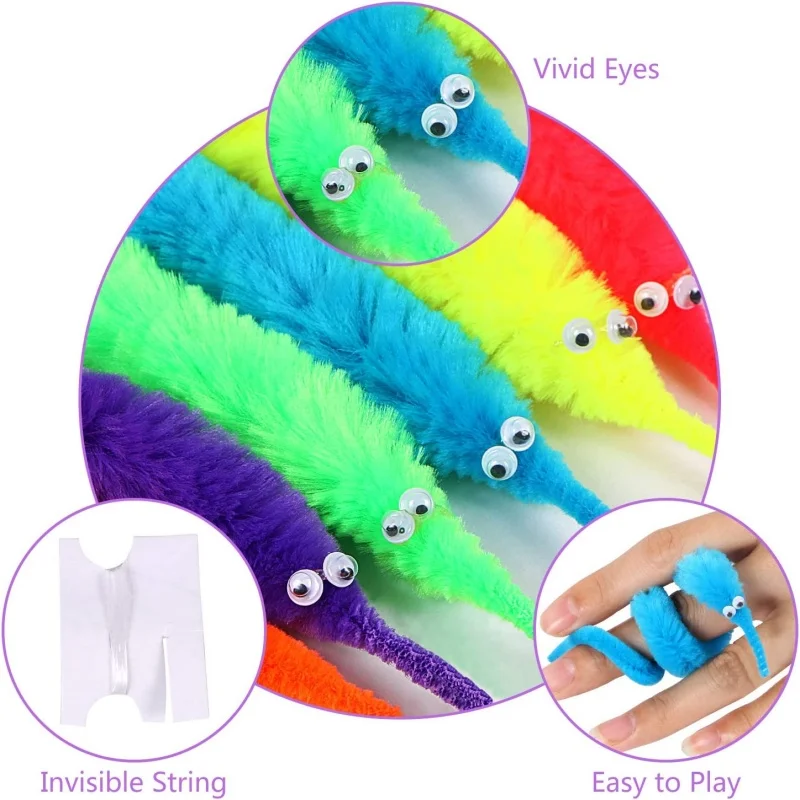 12Pcs Fuzzy Worm Magic Toys Children Magic Tricks Games Mischievous Props Cat Wand Toy Kids Birthday Gift Pet Interactive toys