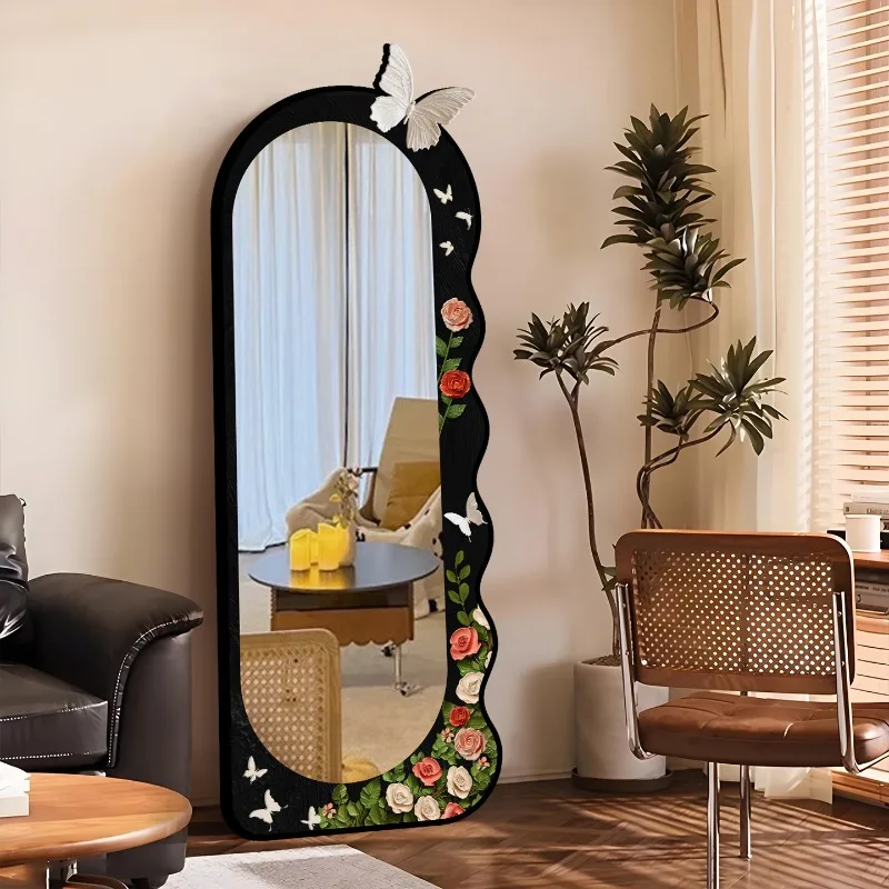 Floor mirror full-length foldable wall-mounted fitting mirror household entrance cloakroom decorative painting