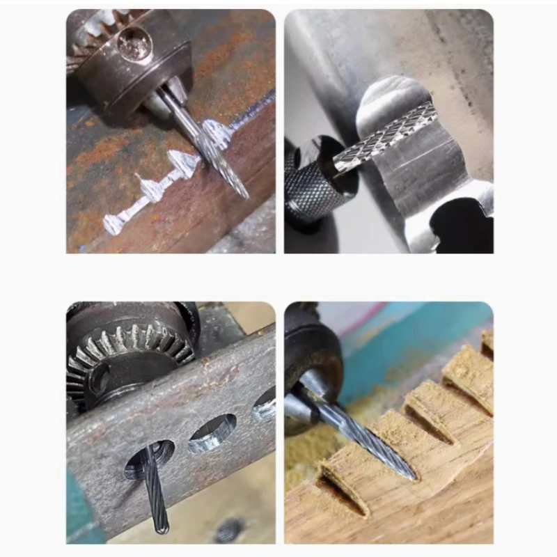 Wolframkarbid-Rotationsfeilen-Set, Fräser, 1/8“ Doppelschnitt Dremel Zubehör für Holzbearbeitung, Schleifen, Schnitzen, 10 Stück – Detail 6