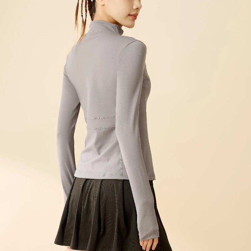 MIML Sport Top Long Sleeve Yoga Top Summer Breathable Slim-fit Tight Collar Sun-protective Clothing 2025 New Women Clothing
