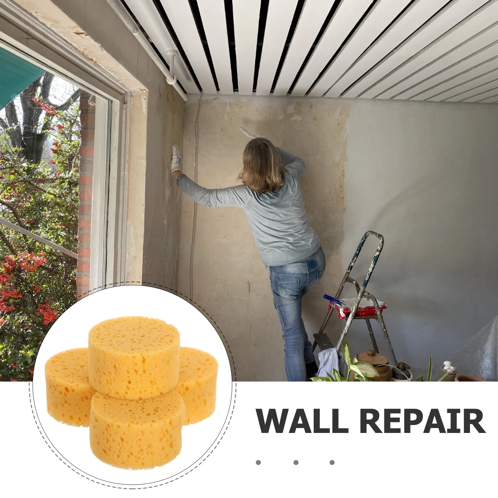 4Pcs Reusable Texture Sponge for Drywall Texture Repair Wall Patching Ceiling Finishing Kitchen Dishwashing Bathroom Tile