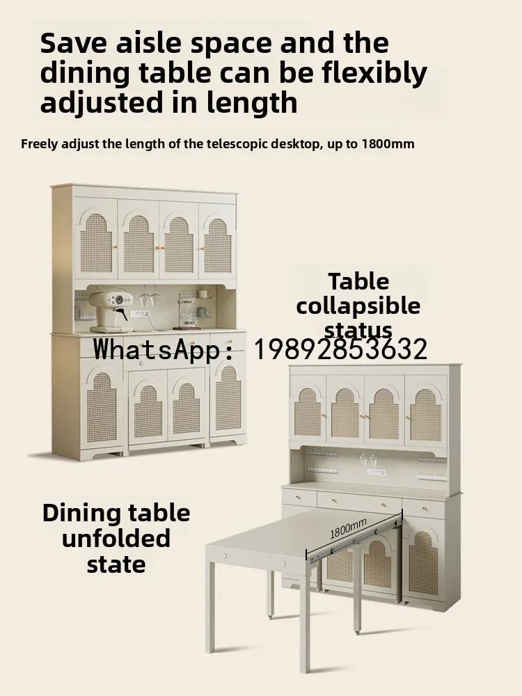 YFY Cream Style Island Dining Table Integrated Household Extendable Small Apartment French Folding Built-in Dining Table