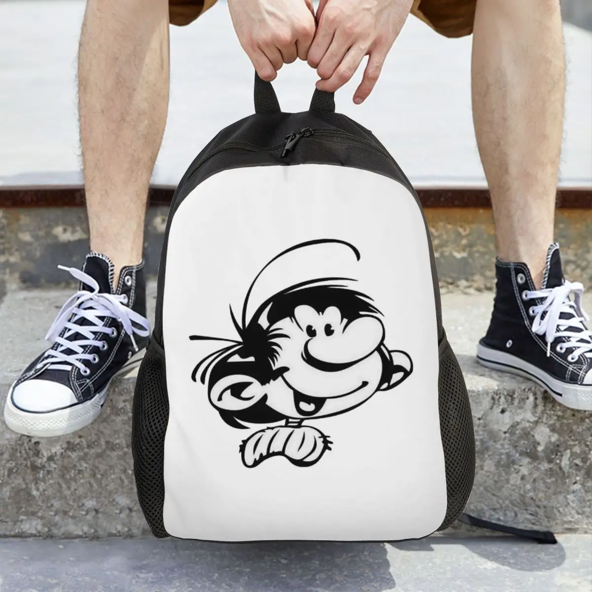 

Gaston Lagaffe Big Ben Head Backpack Daypack Large Capacity Kids BookBag School Bag Shoulder Bags for Men Women