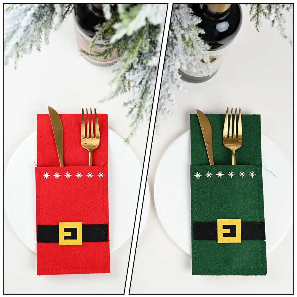

8pcs Christmas Fork Spoon Holders Creative Cutlery Bags Party Table Decor Adorable Tableware Sleeves Non-Woven Fabric