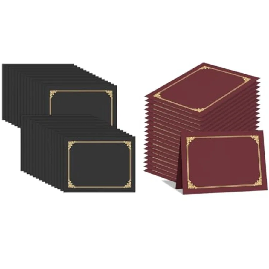 

30 Pcs Black Certificate Holders and 50 Packs Burgundy Diploma Holders with Gold Foil Border for Letter Size 8.5x11