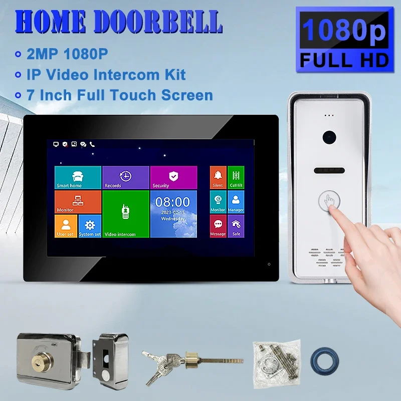 2K 2 Way IP65 Waterproof Doorbell With Ring Smart Video Door Phone Mobile Wired Control Tuya 4 Wired Intercom