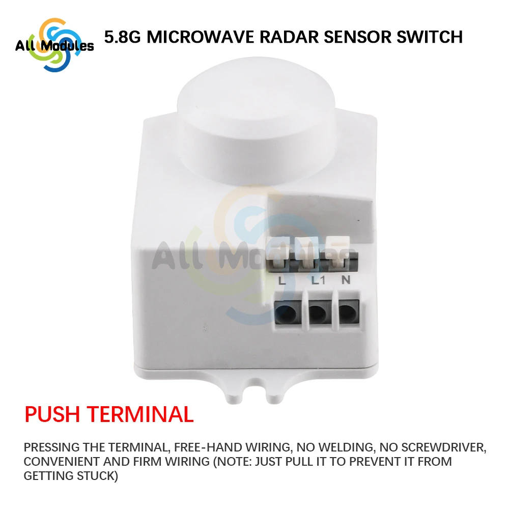 AC 220V 5.8GHz Microwave Radar Sensor Switch Human Body Motion Induction Sensor for LED Light Sensors Switches