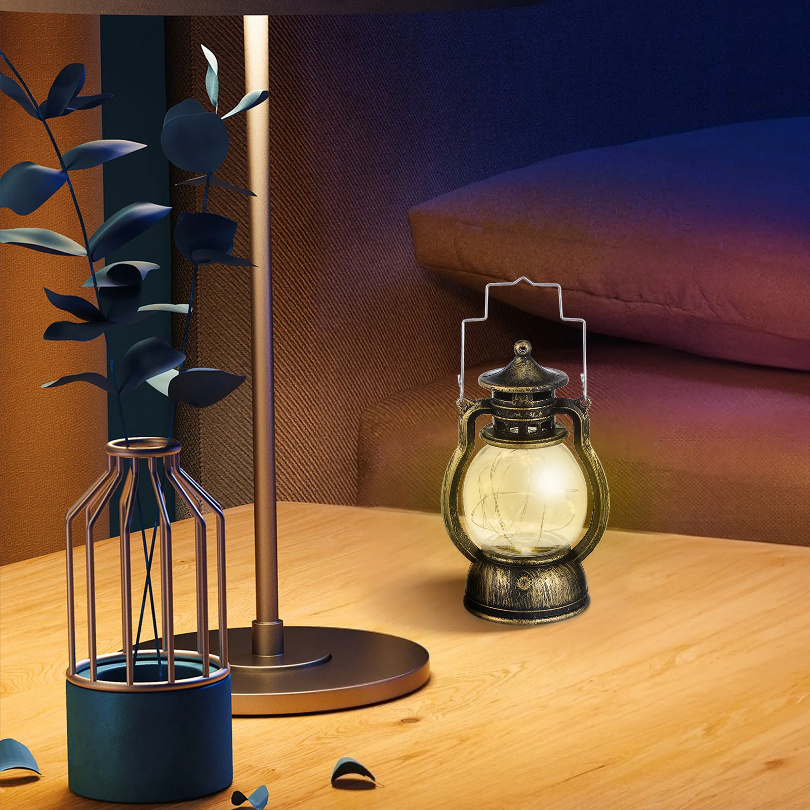 

Retro Lantern Decorative Light Handheld Operated Copper Gold Bar Party Christmas Scene Layout Atmosphere