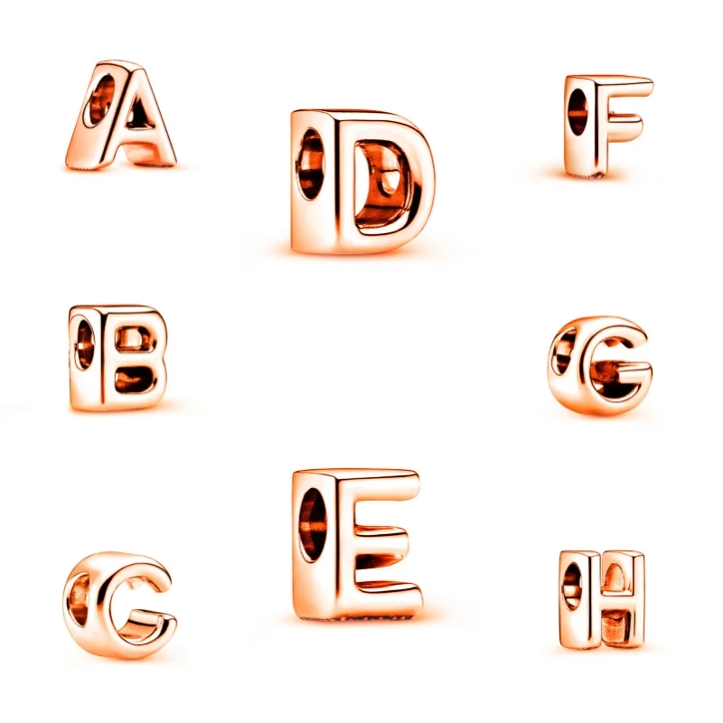 

New 925 Silver Plated Rose Gold A-Z Alphabet Charms Beads For Pandora Bracelet Necklace Women Gifts DIY Jewelry Making Materials