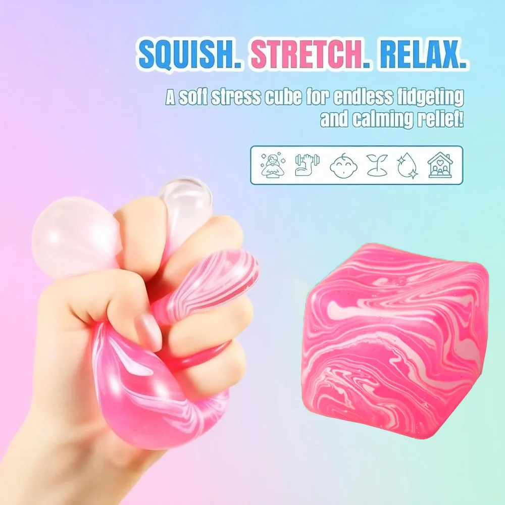 Giocattoli sensoriali antistress con ricciolo di cubo antistress per alleviare l'ansia, giocattoli da spremere a lenta crescita Palline antistress per cubetti di ghiaccio per adulti Bambini