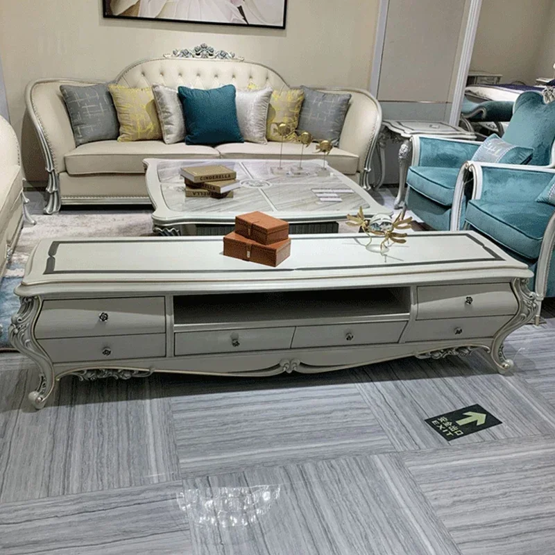 طاولة تلفاز خشبية متنقلة عالية خزانة أوروبية إسكندنافية طاولة تلفاز حديثة أبواب عرض كلاسيكية لصالون موبليس أثاث منزلي حديث