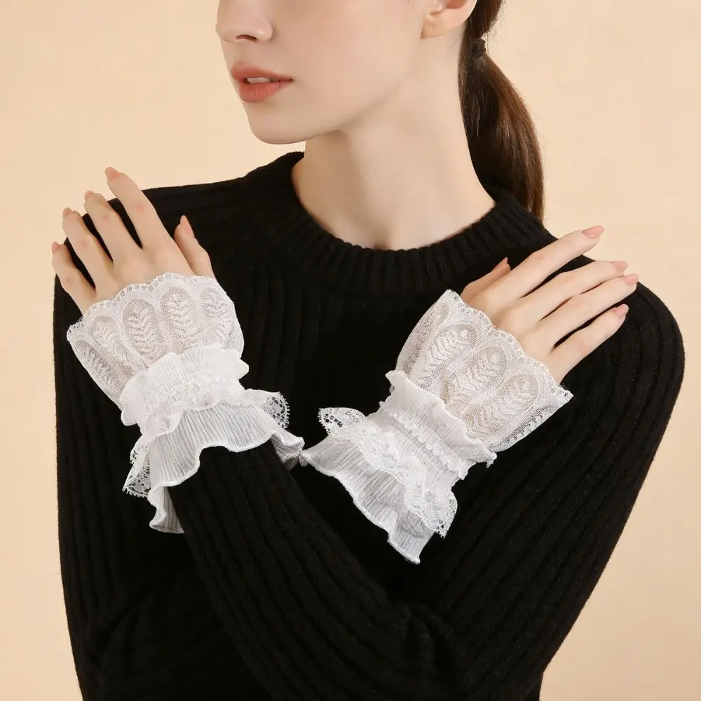 

Elegant Lace Ruffled Wrist Fake Sleeves Cuffs Comfortable Soft Fake Cuff Costume Accessory Wrist Cuff Daily Accessory