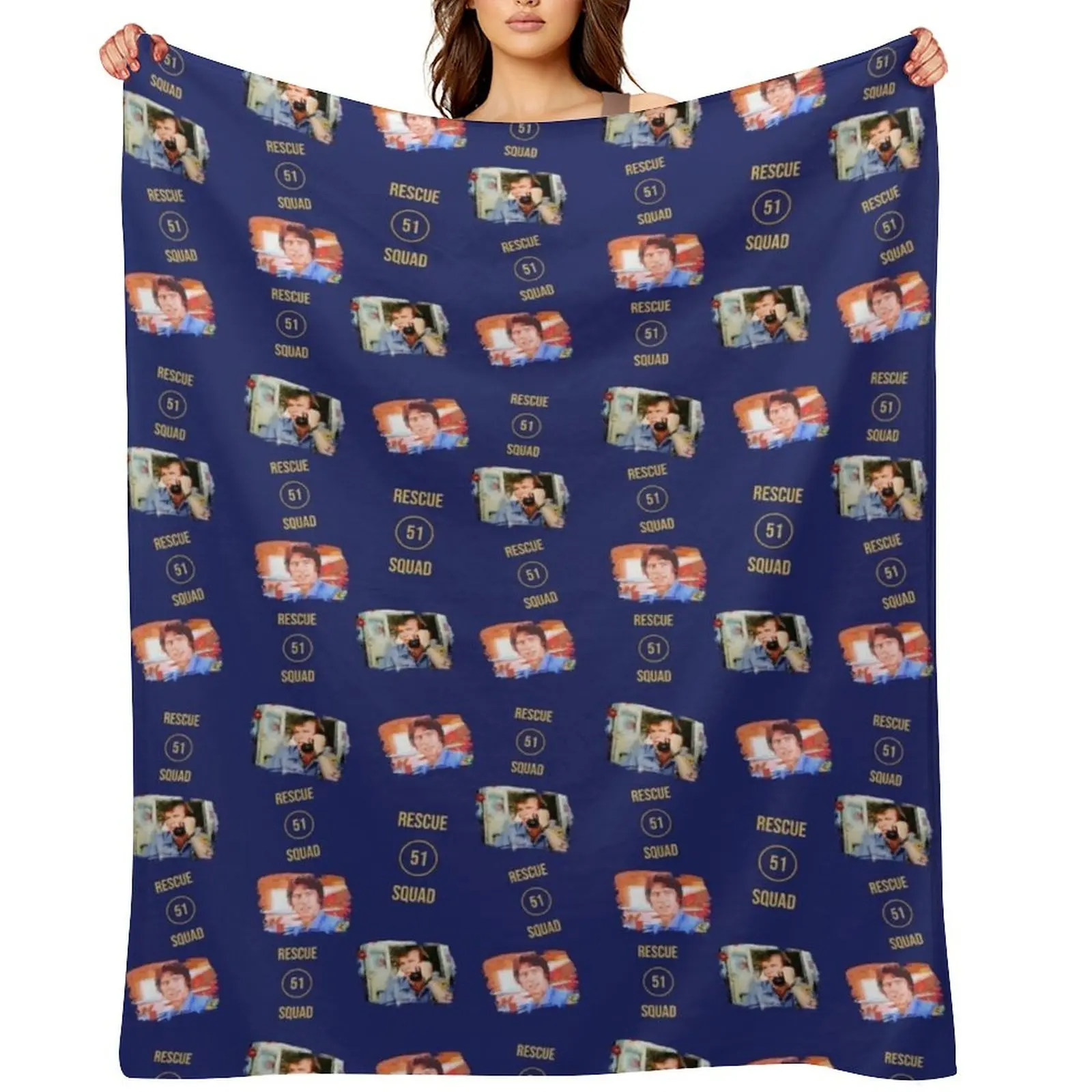 

Emergency Rescue Squad 51 Roy and Johnny TV Show Dk Blue Throw Blanket Large Soft Big Thin Blankets