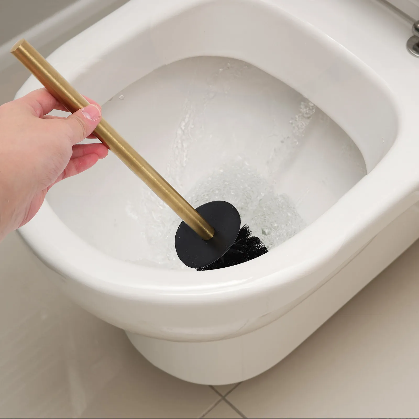 

1Set Stainless Steel Toilet Brush Rack Gold Dual Use Floor Standing Wall Mount Toilet Bowl Brush Holder for Bathroom Hotel
