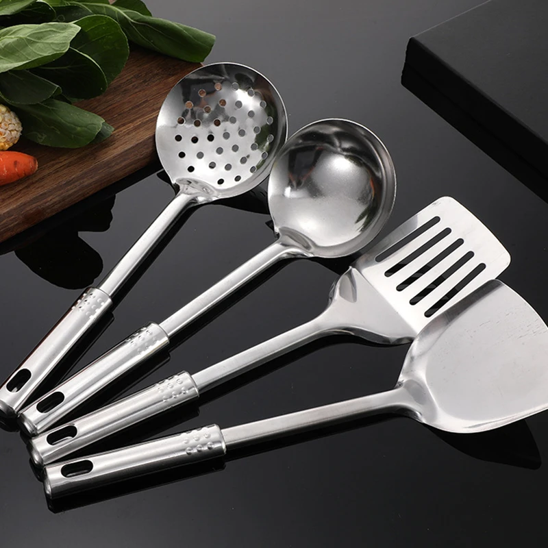 Kitchen Stainless Steel Korean Style Kitchenware Pots Set Cooking Tableware Food Rice Soup Spoon Colander Spatula Accessories