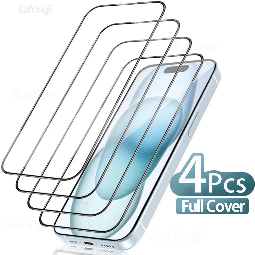 

4Pcs Full Cover Tempered Glass For iPhone7 8 XR XS Max Anti-Burst Screen Protector For iPhone11 12 13 14 15 16Pro Max Glass