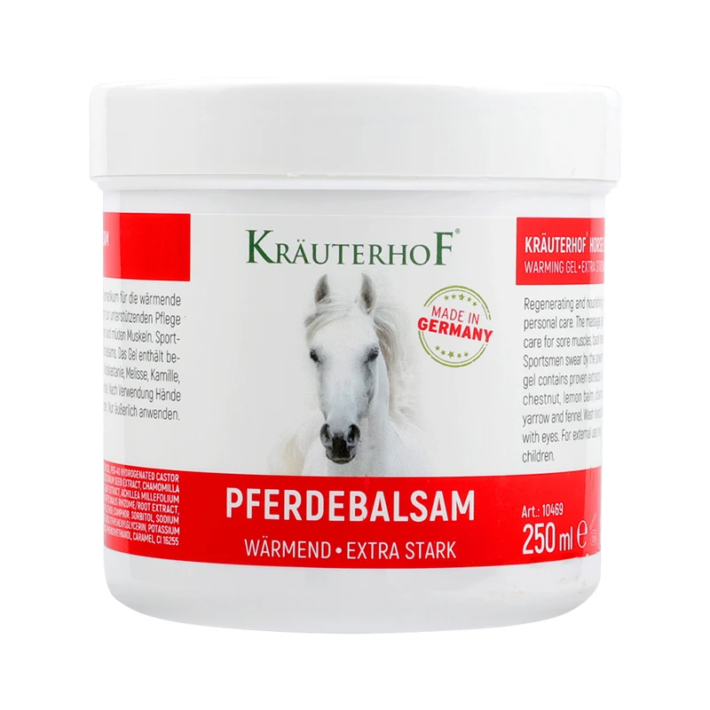 الأصلي ألمانيا Krauterhof Pferdebalsam التدفئة اضافية ستارك الاحترار تدليك هلام الحصان الكستناء بلسم الاسترخاء الهدوء العضلات 250 جرام