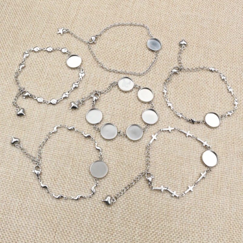 2pcs 12mm 14mm 16mm 18mm 20mm 316 stainless steel Bangle Base Bracelet Blank Findings Tray Bezel Setting Cabochon Cameo