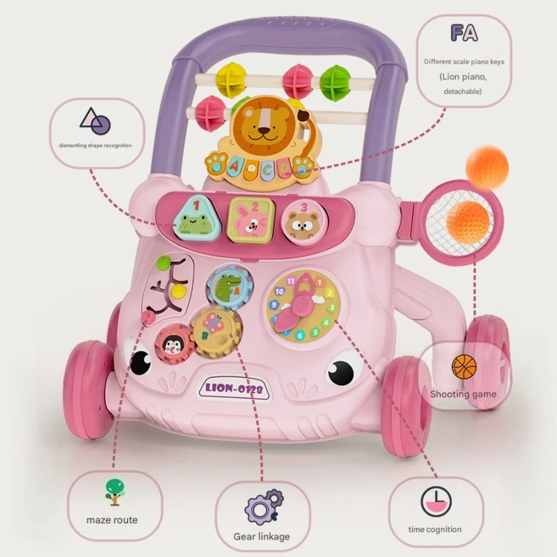 Baby Walker Early Education Toy Multi-functional Scooter Toddler Walker with Water Cup Walking Assistant for Boys and Girls 18m+