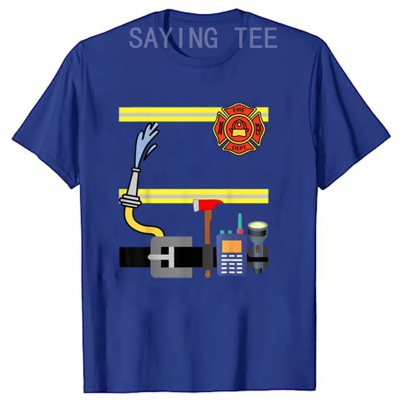 Feuerwehrmann Halloween DIY Feuerwehruniform Lazy Kostüm Anzieh-T-Shirt Y2k Fantastisches Feuerwehrmann-Grafik-T-Shirt Persönlichkeits-Streetwear – Detail 6