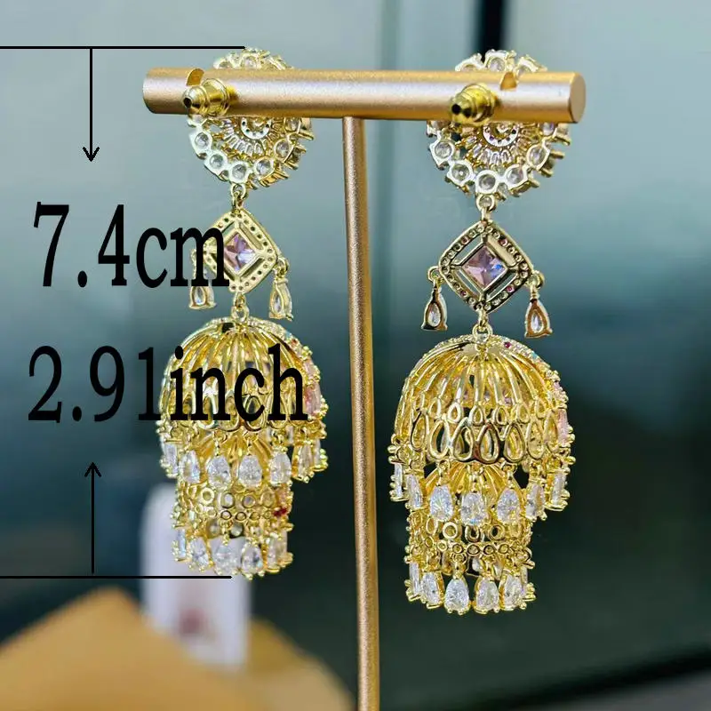 Bilincolor Temperament Micro Inlaid Zircon Wind Chime Earrings