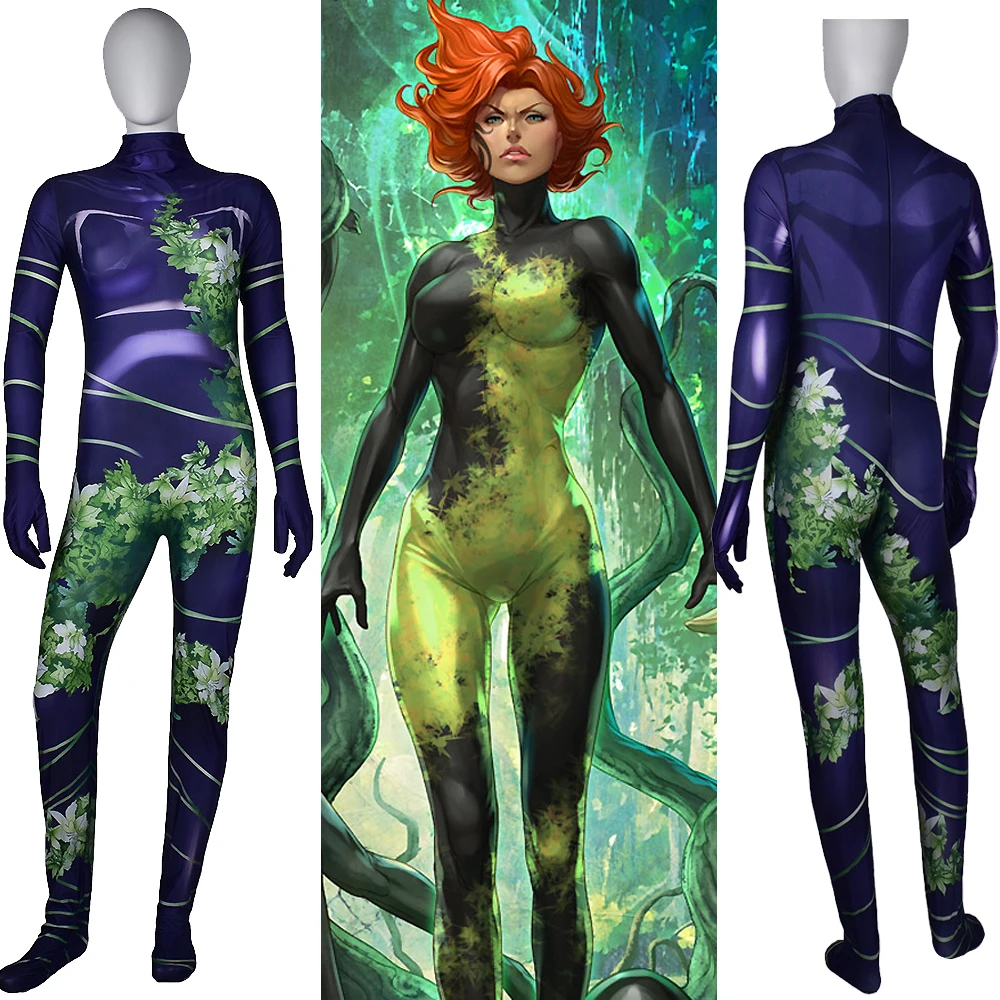 

Poison Ivy Cosplay Pamela Lillian Isley Costume Superhero 3D Printed Bodysuit Girls Outfit Spandex Halloween Costume Women