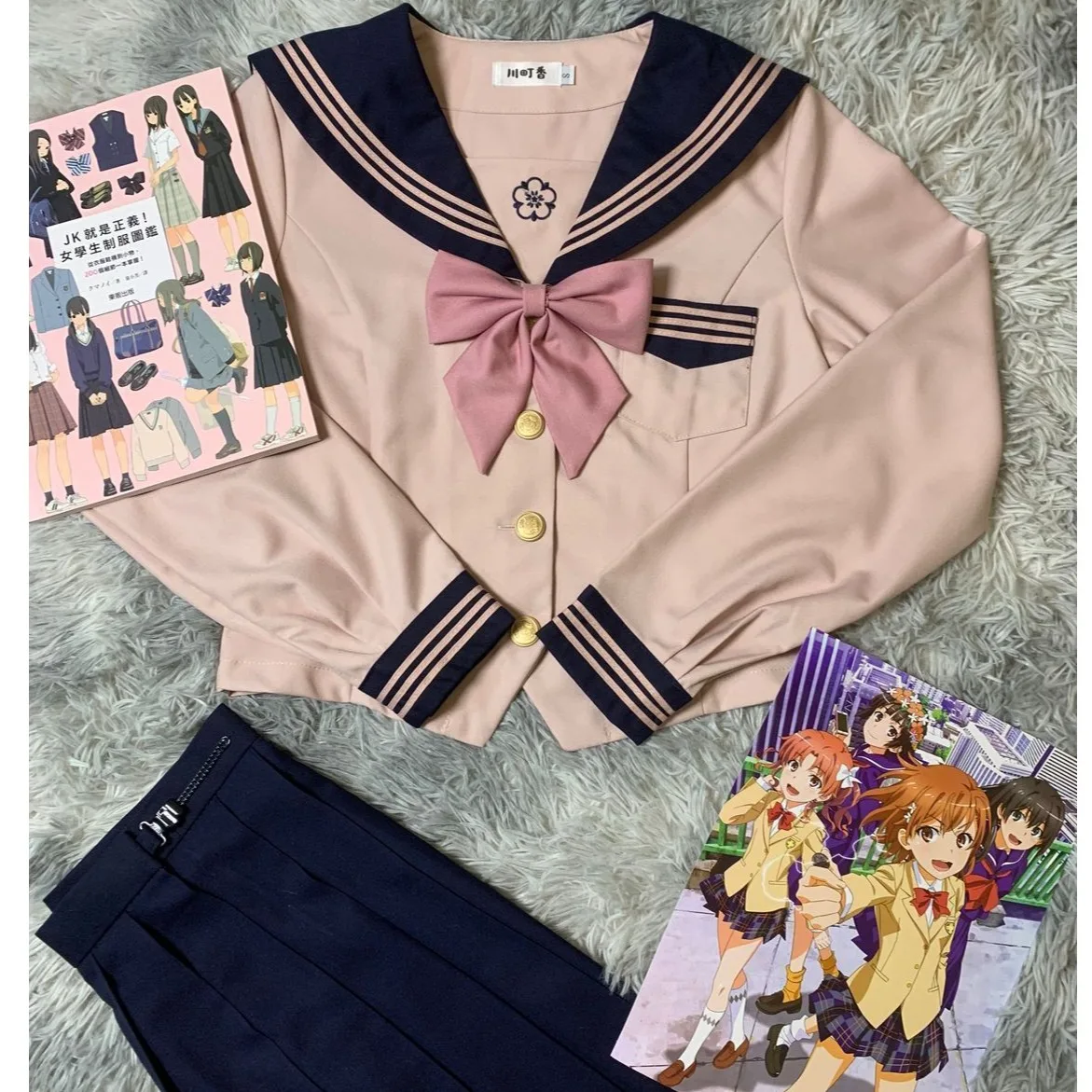 Original Sweet Japanese Sle School orm Set for plus Size Women Waist-cinching Sailor Suit Two-Piece Set Polyester ort...
