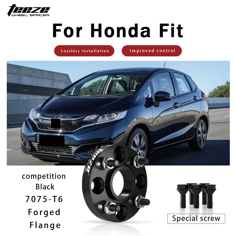 

Teeze 2/4pcs 4x100 CB 56.1mm M12x1.5 Hub Centric Black Forged wheel spacer For Honda Fit Flange Plate15/20/25/30/35mm