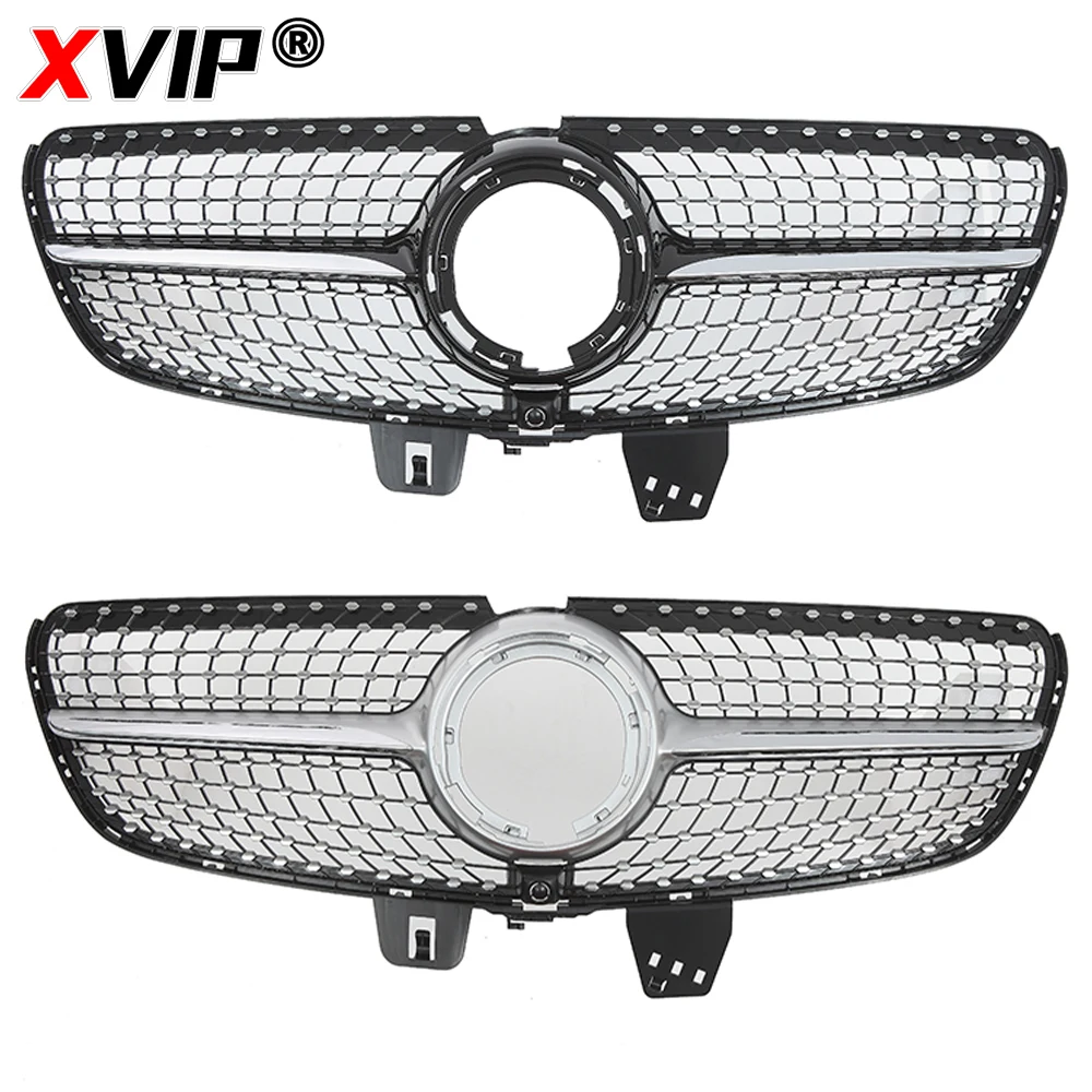 XVIP Chrome Silver GTR Style Upper Grille For Mercedes Benz V-Class W447 V250 V260 2021-2023 Diamonds Style Front Bumper Grilles