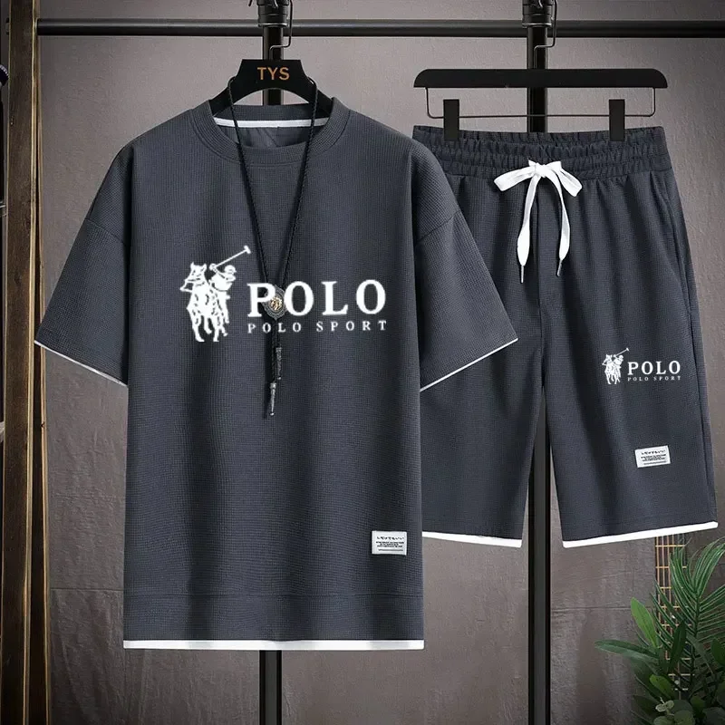 

Men's new summer round-neck short-sleeved T-shirt and shorts set, 2026 outdoor trend men's and women's sports 2-piece set