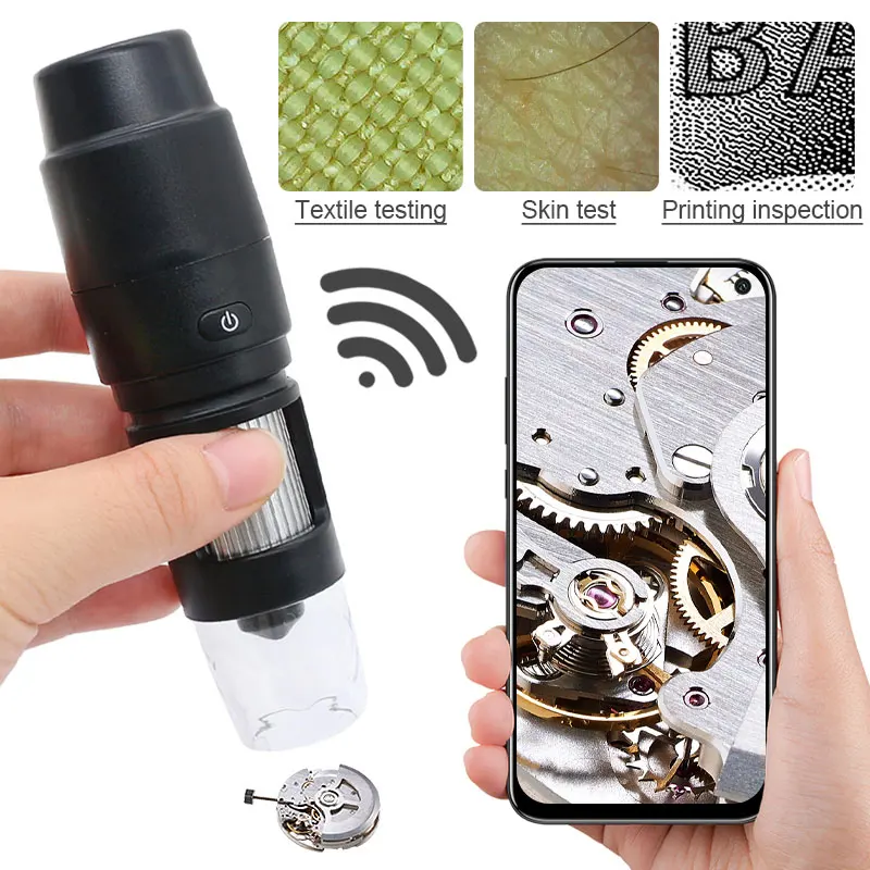 50X-1000X WIFI Microscope LED Electronic Magnifying Glass Digital Camera Picture Video Recorder for Textile Printing Inspection