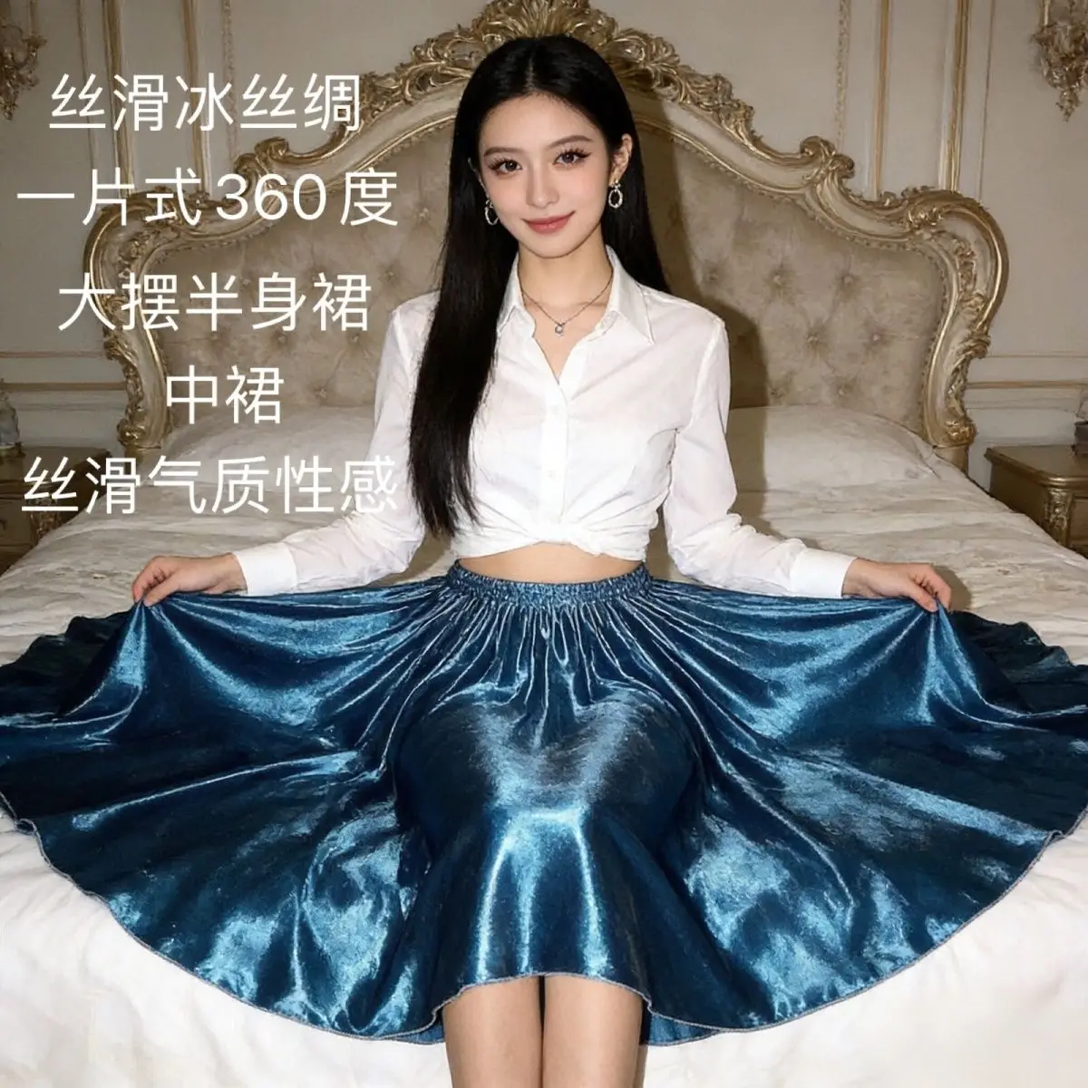 Unisex Satin Silk Elegant High Waist Maxi Skirt Solid A Line Elegant Long Bottoms