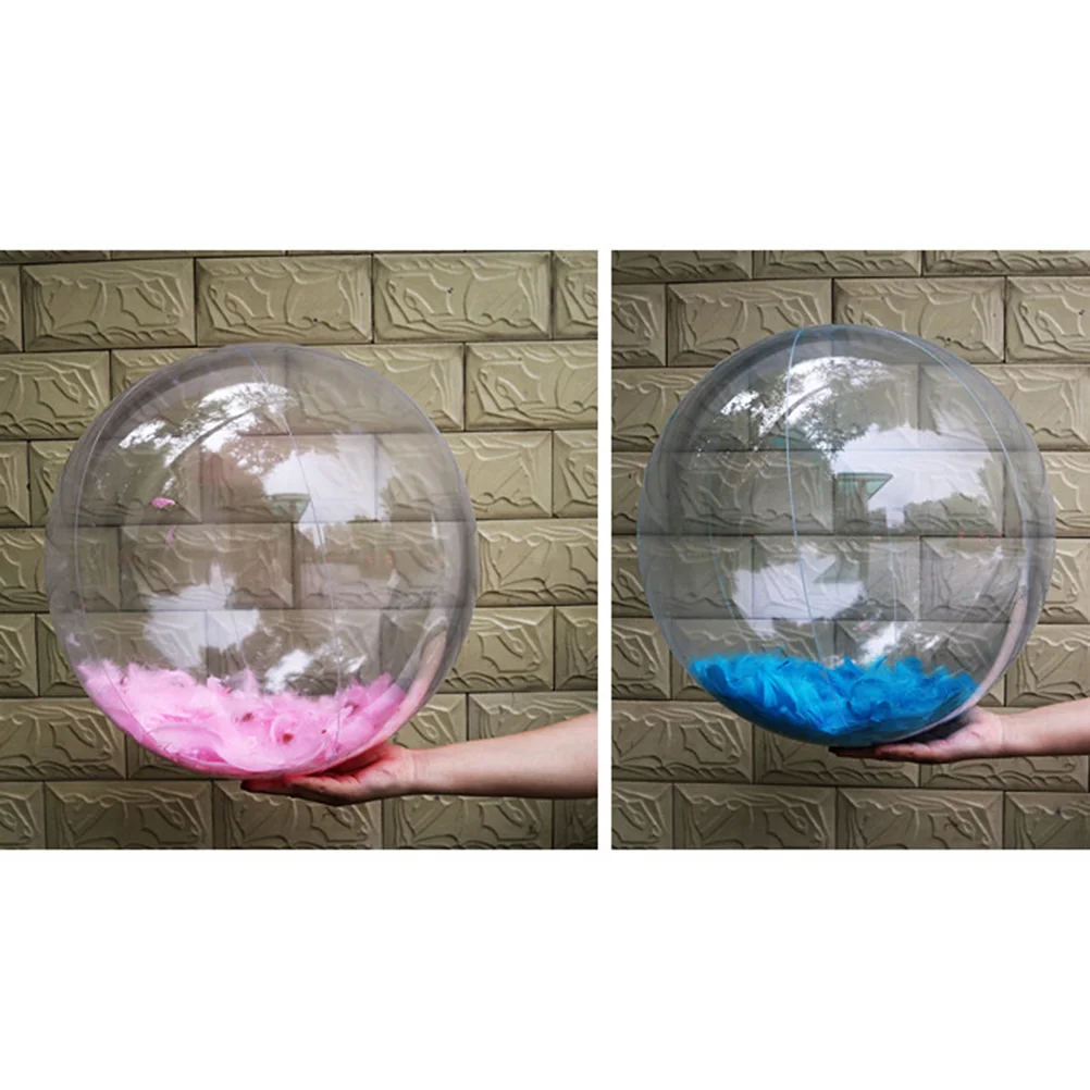 

Inflatable Ball Round Transparent Outdoor Indoor Water Playing Beach Ball (Pink, 40CM After Air Inflation, Contains A Li