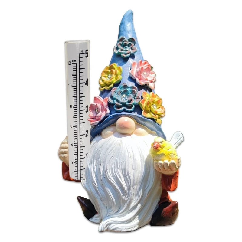 Sun Operated Lawn Figure With Rain Measurement And Light releasing semiconductor Hand produced Resin Outdoor Accent For B03E