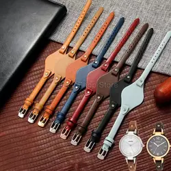 Genuine Leather 8mm Watchbands for Fossil Soft Es3077es2830es3262es3060 with Stand Base Women Multicolor with Tool Watch Strap