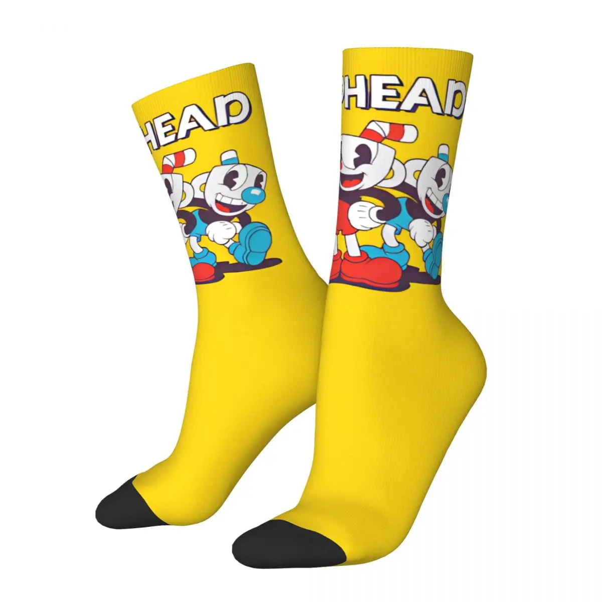 Crazy Design Video Game Cuphead Basketball Socks Polyester Crew Socks for Unisex Non-slip