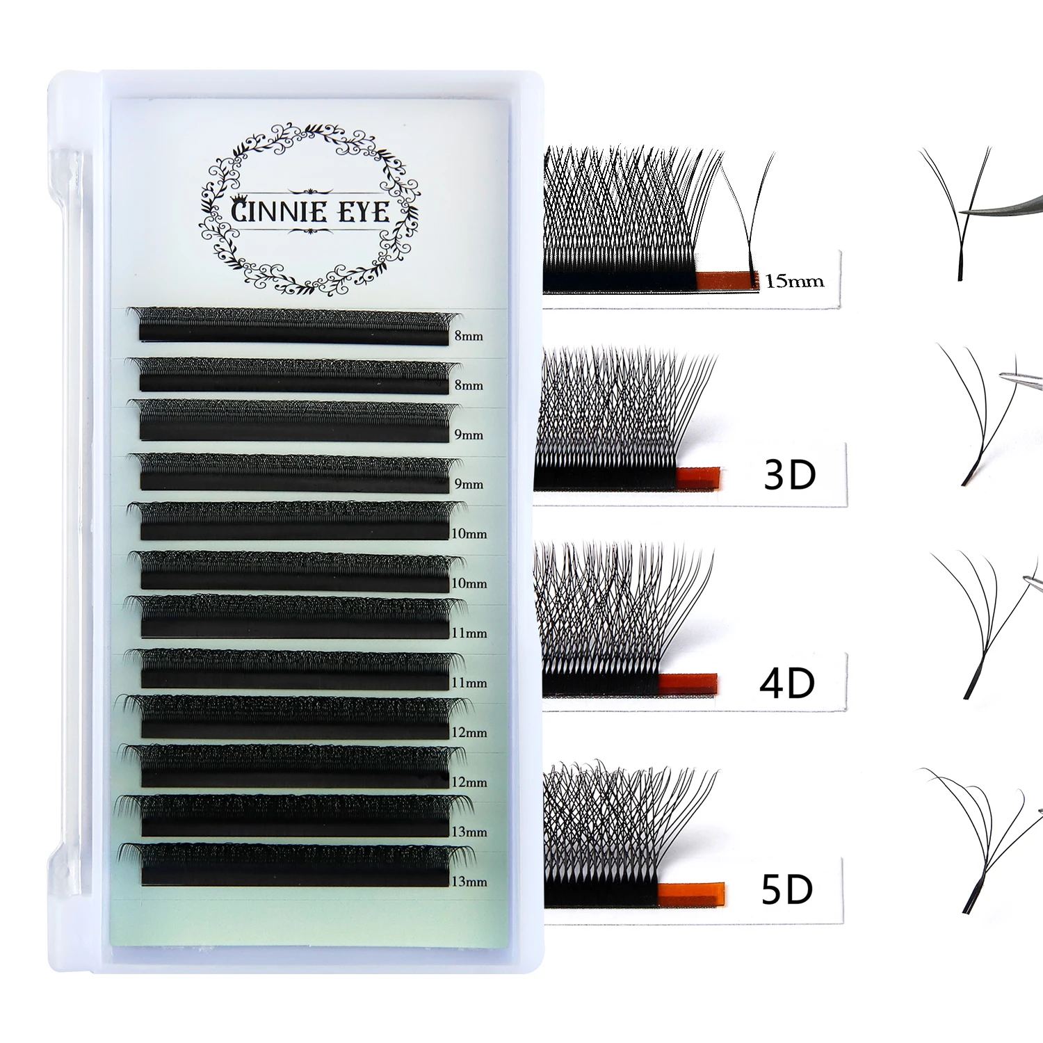 6DW Lash Extensions 5DW Premade Volume Fans Blooming Individual False Eyelash 7mm 8W Brazilian Eyelash M Curl DIY Logo DIY Logo