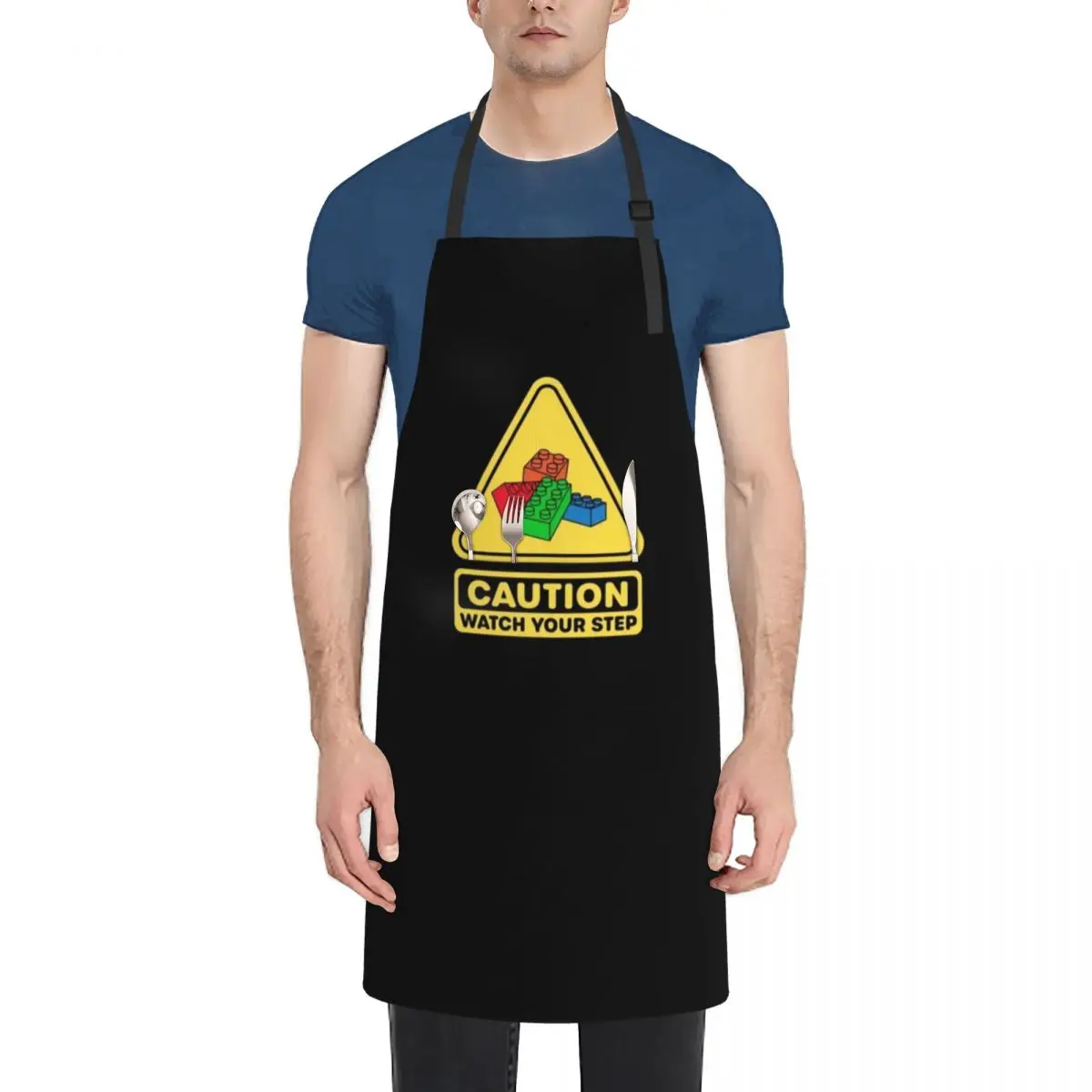 Caution Watch Your Step Toy Brick Building Block AFOL Apron painting For Cosmetologist Apron