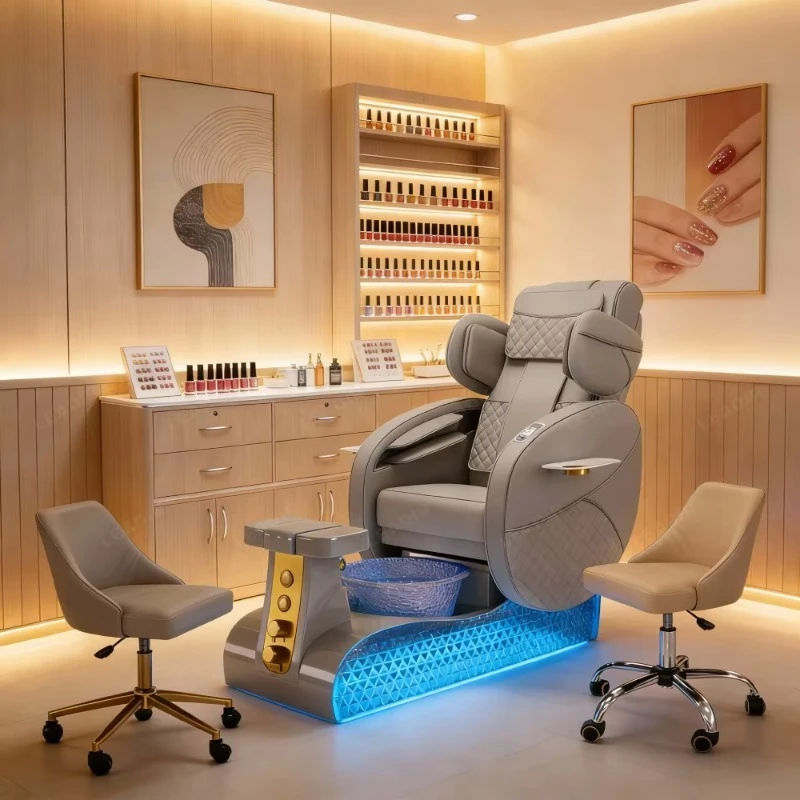 

Beauty Shop Salon Equipment Pu Leather Foot Care Manicure Chair Electric Massage Luxury Magnetic Jet Spa Pedicure Chair