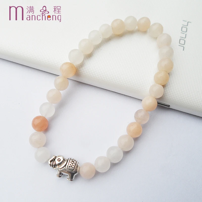 fnaf 2 rupee item Unisex 6MM 5A Wrapped Wrists Elephant Charm Bracelet Natural Pink Aventurine Beads Bracelet Women Jewelry