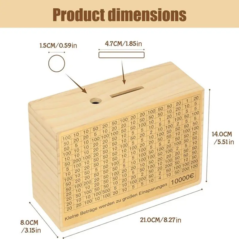 Wooden Piggy Bank Money Savings Box Container For Cash Saving Treasure Coin Case Helps The Habit Of Saving Supplies