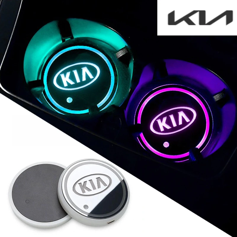 Car Luminous Water Cup Coaster Led Atmosphere Light For KIA Rio 3 K2 Sportage Soul K4 Picanto Optima Ceed Cerato K3 K5 Sorento