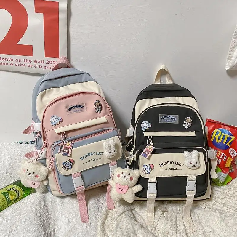 

Cute Korean Sle Bapa for Junior High School Girls Lightweight Waterproof Dual-oulder Bag Daily Use ly Appropriate