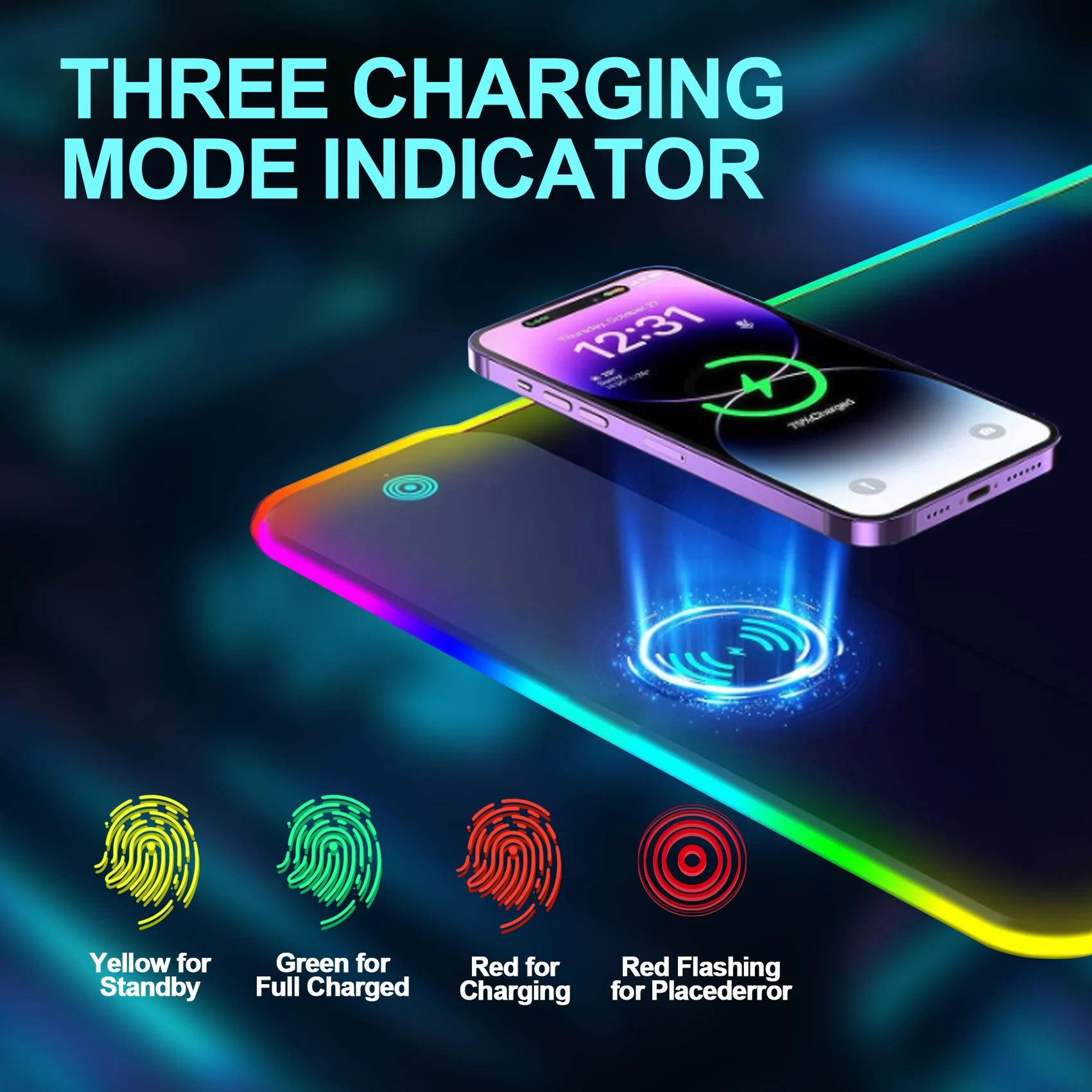 Wireless Charging RGB Mouse Pad Gaming LED Mousepad with 10 Light Modes Extra Large XXL Full Non-Slip Desk Pad Mat for Keyboard