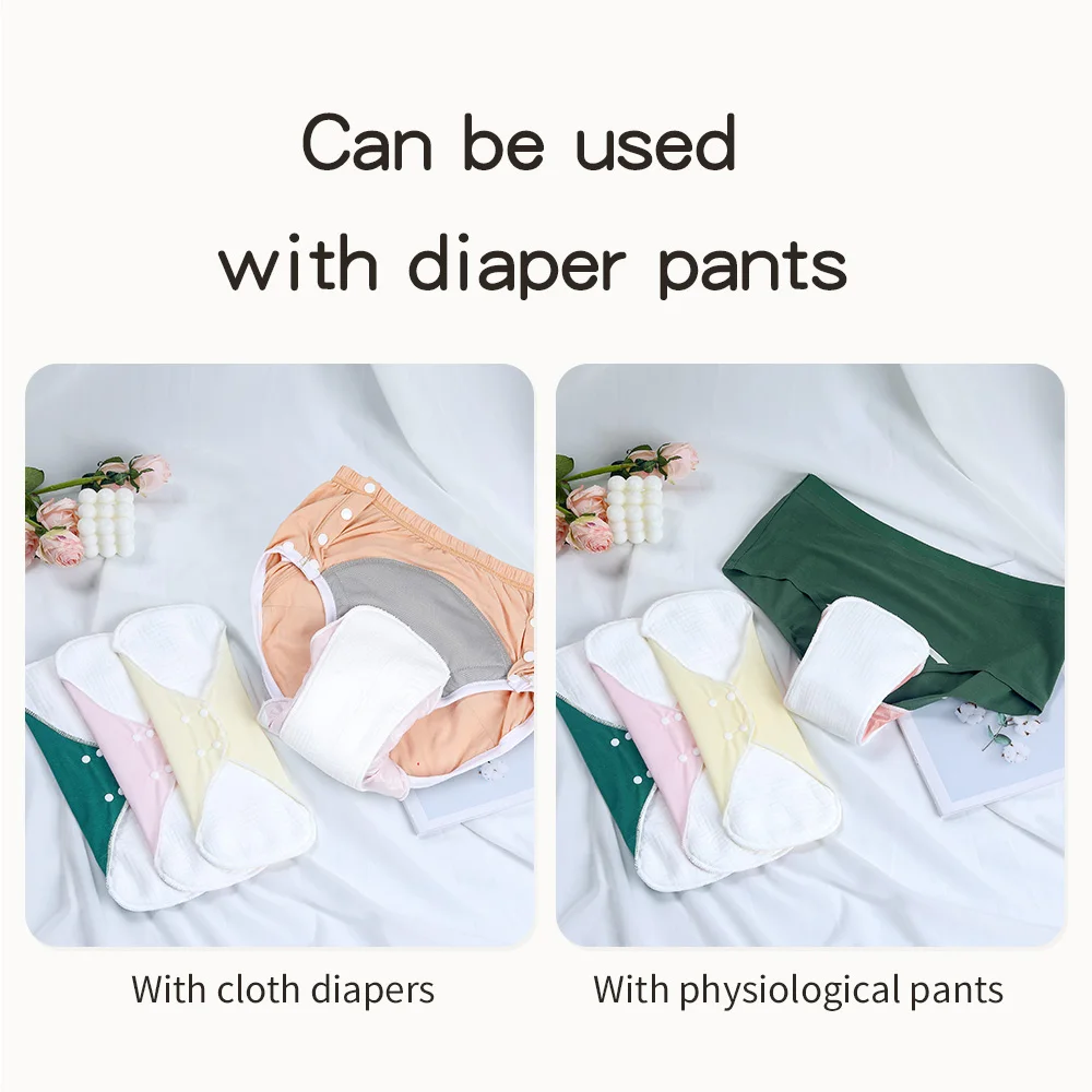 Kép 6: Újrafelhasználható menstrual Lábszárvédő Árverseny Gyapot Géz Lemosható Lélegezhető leakproof Magas absorbent Nők postpartum ruhával Havi vérzés Lábszárvédő