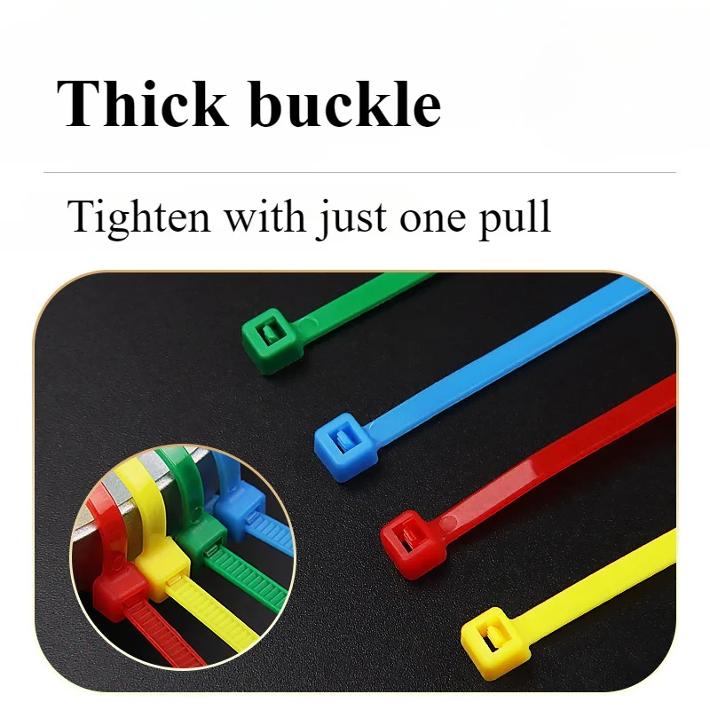 100PCS Nylon Cable Ties - Colored Self Locking Rope Nylon Cable Ties with Adjustable Tightening Rings Suitable for Home Offices