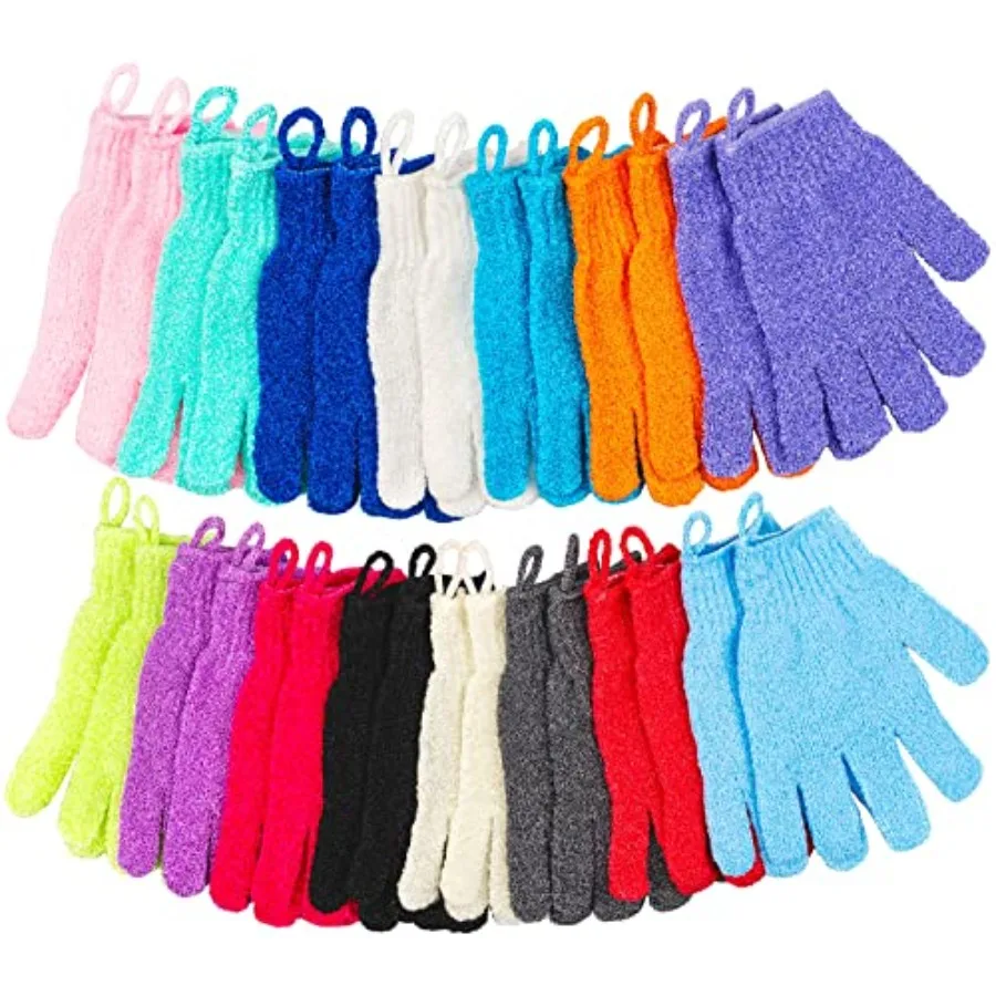 

30 Pcs Exfoliating Gloves for Shower with 15 Colors Body Exfoliator Glove Featuring Hanging Loop Deep Scrubbing Hand Scrubber f