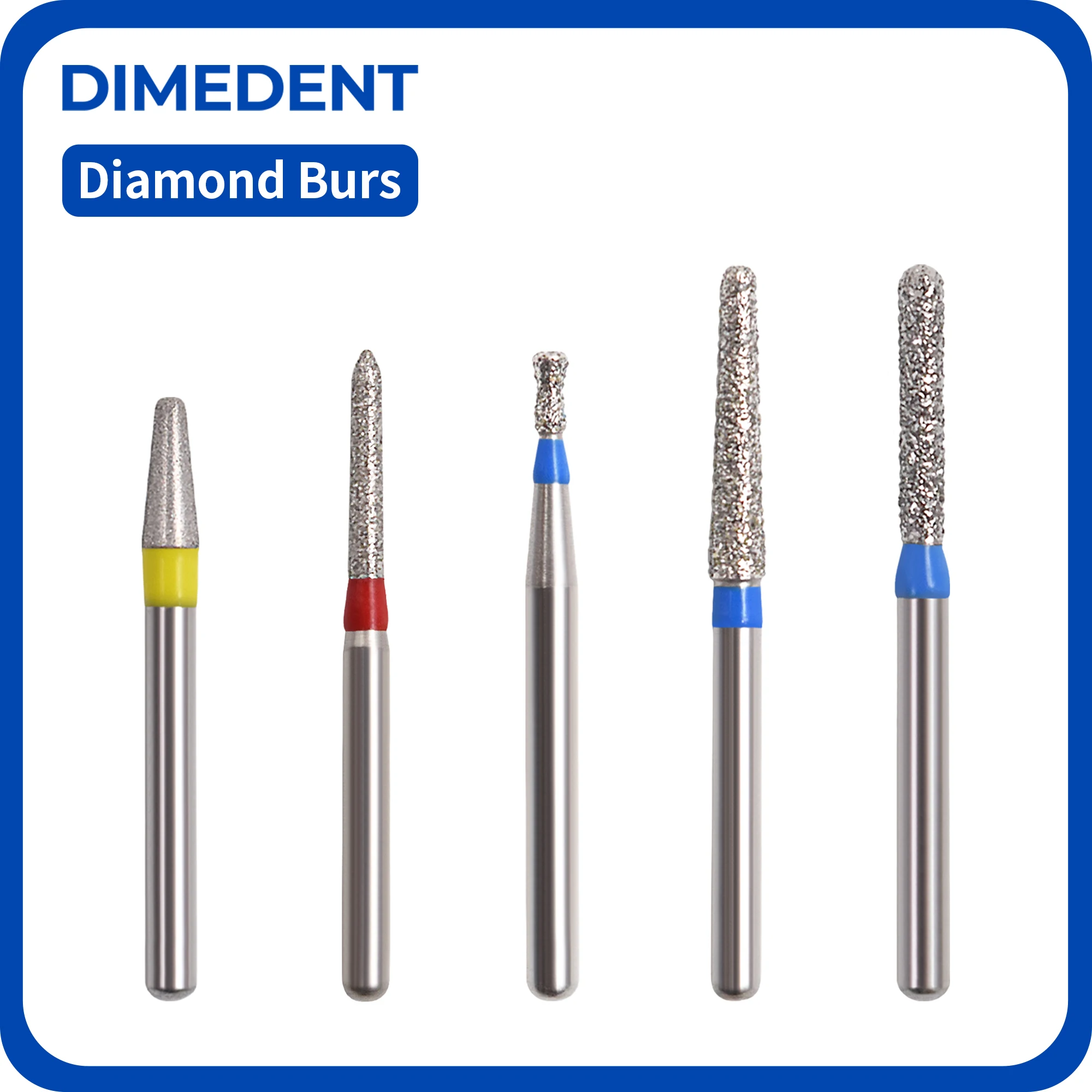 DIMEDENT 2Boxes FG Bur Dentistry Lab Polishing Tool 20Pcs CR/SR/DI/RS Series Dental 1.6mm Standard Diamond Needle High Speed Bur