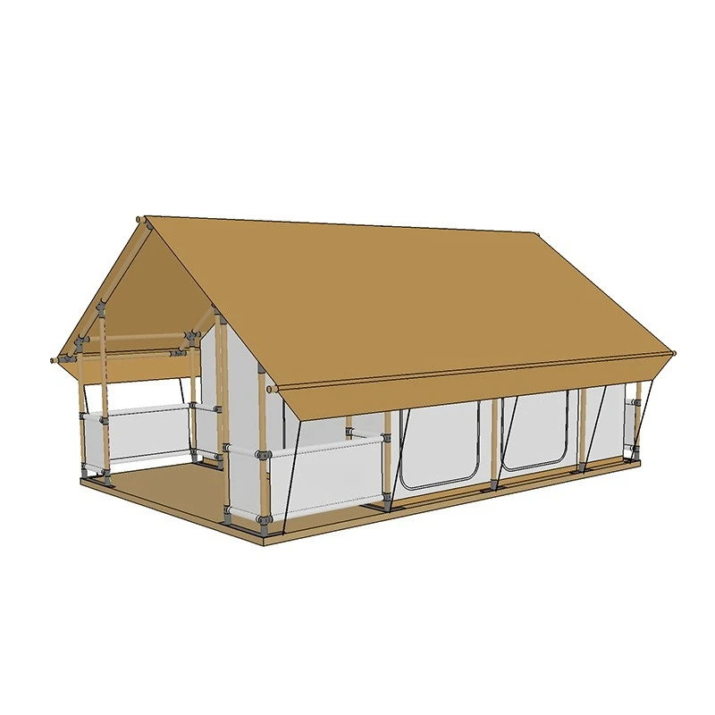 Tent Hotel Outdoor Camping B & B Resort Camping Waterproof Wind Resistant Solid Wood Canopy Universal in All Seasons
